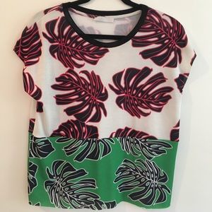 Zara Collection Vibrant Palm Print Shirt, sz  S